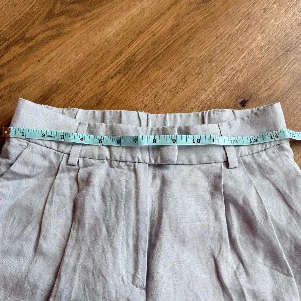 H&M Linen Blend Wide Leg Trousers‎ Light Blue High Waisted Size 8